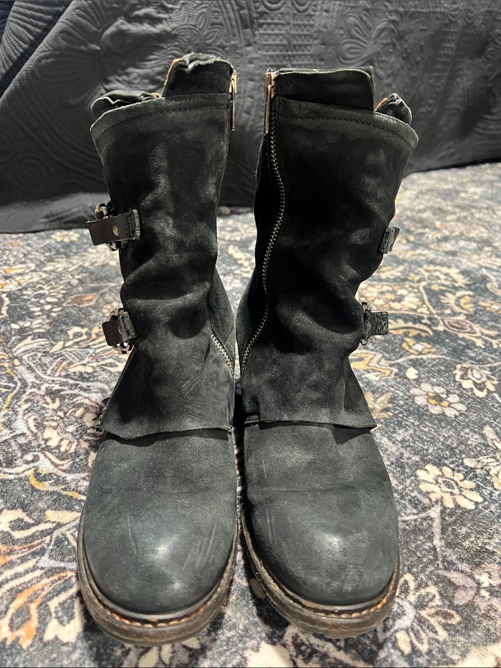 A.S.98 Black Suede Buckle Ankle Boots - Women's Fashion Boots Size 38 - Picture 4 of 8